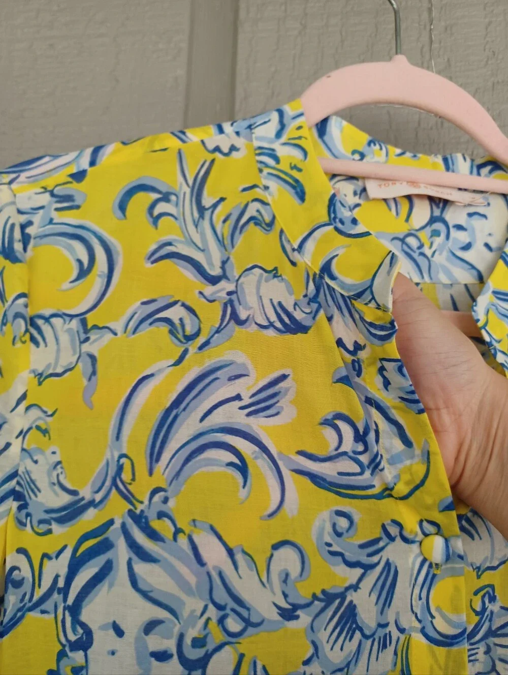 Tory Burch Printed Cotton Maxi Dress Size S Women Pocket Drawstring Resortwear